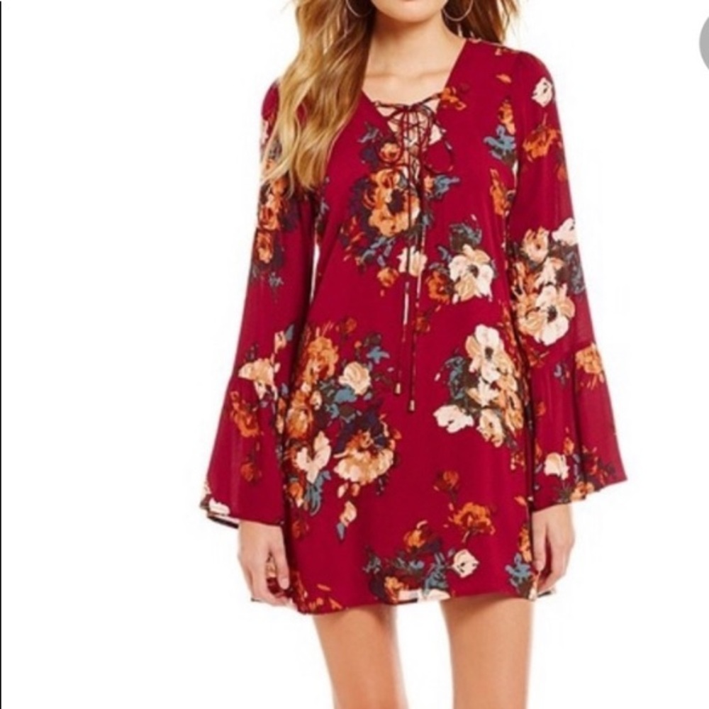 Blu Pepper burgundy floral dress
